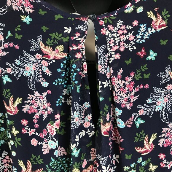 Cameo Appearance Floral Layered Top Women's Plus Size 1X Scoop Neck Keyhole - Picture 4 of 12